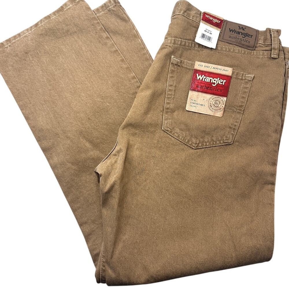Wrangler Authentics Jeans Brown Khaki Denim Cotton Straight Leg Casual Classic